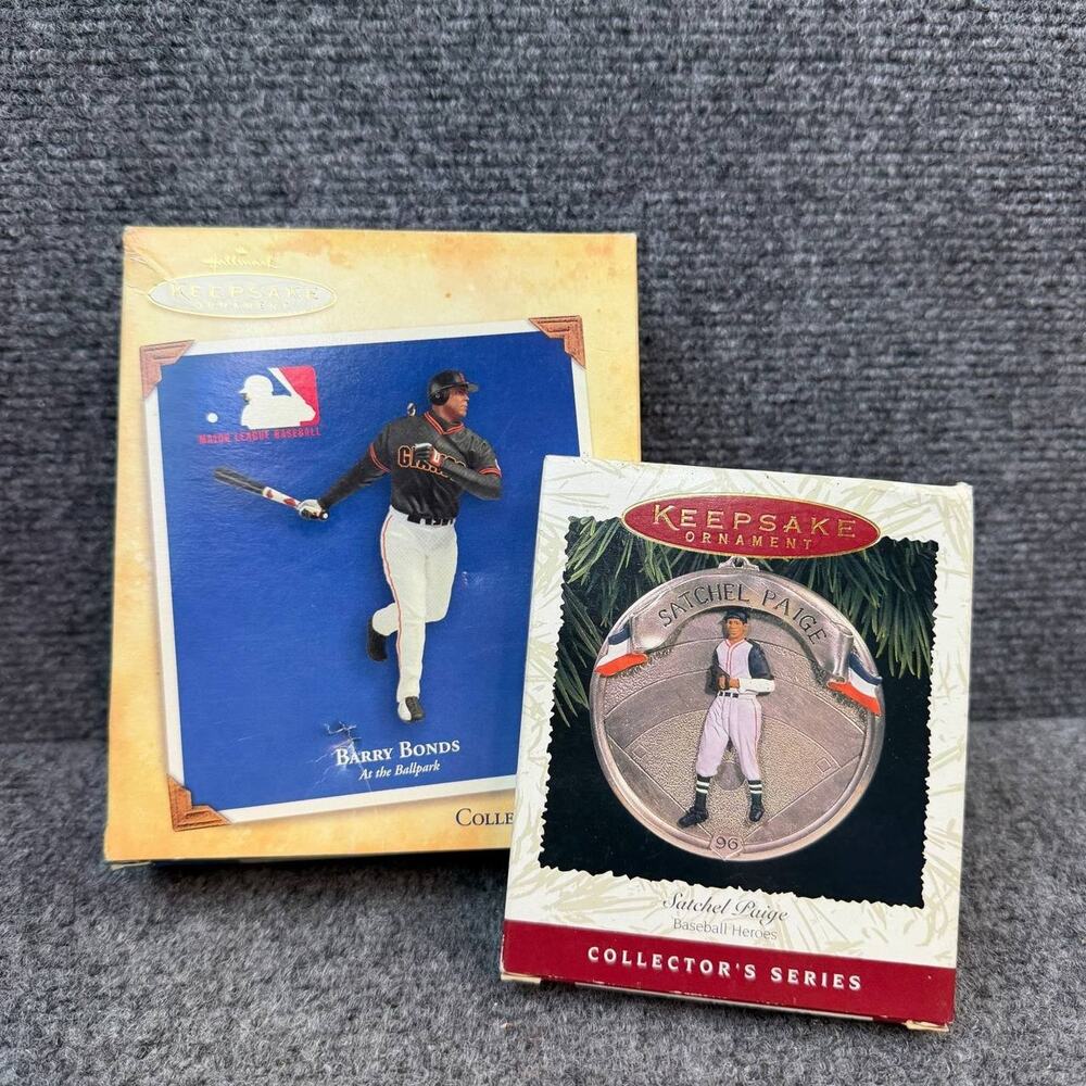 Hallmark Keepsake Baseball Ornament Lot Barry Bonds Satchel Paige MLB